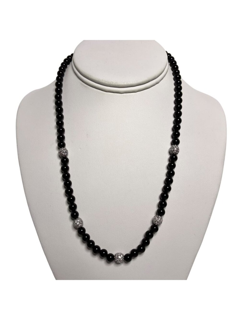 Joseph Esposito Black Bead With Sterling Silver Necklace (6347)